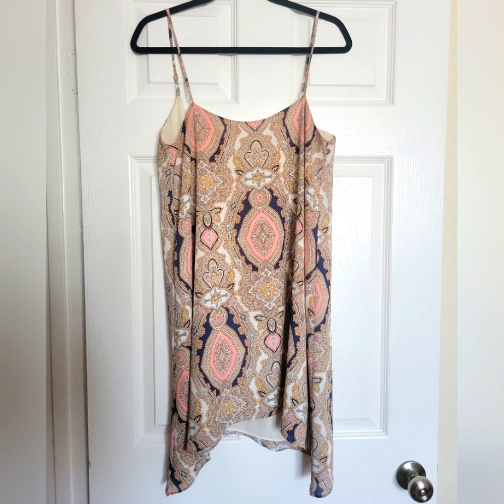 BCBGeneration Women Dress Paisley Spaghetti Strap Scoop Back Mini Paisley Dress